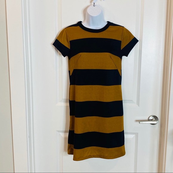 Black & Brown Striped Rugby Short Sleeve Dress - Picture 3 of 5